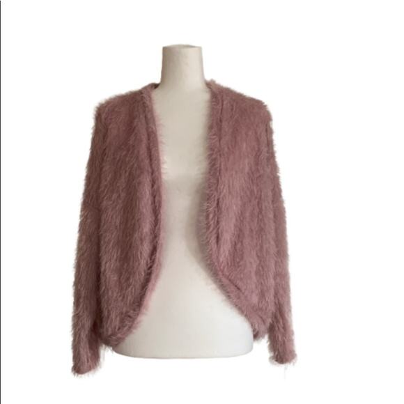 Another Reason Cardigan Sweater Mauve Teddy Bear Fuzzy Soft Open Front Small - Picture 14 of 14